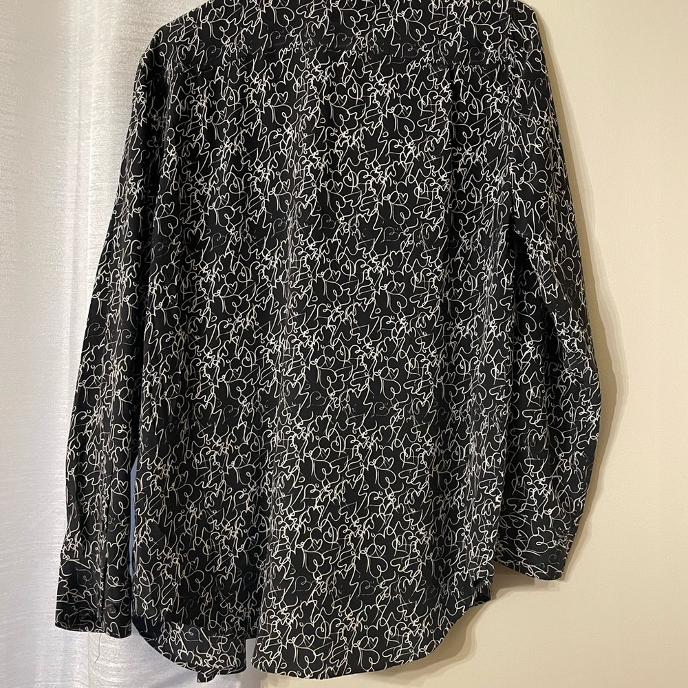 Heart Patterned Silky Button-Down - image 4